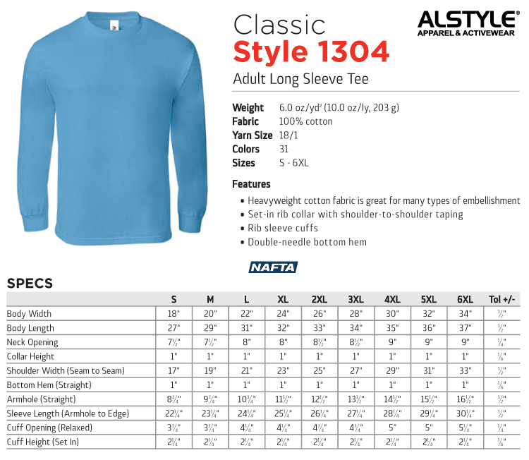 Alstyle Color Chart